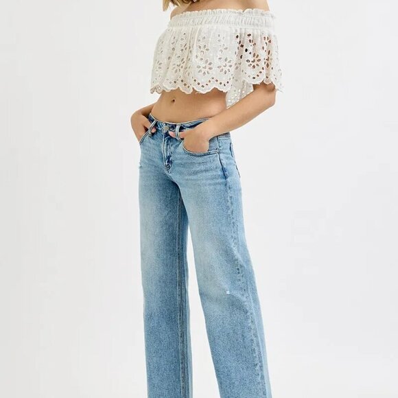 RISEN Full Size Low Rise‎ Ankle Boyfriend Distressed Jeans Plus Size - Picture 8 of 8